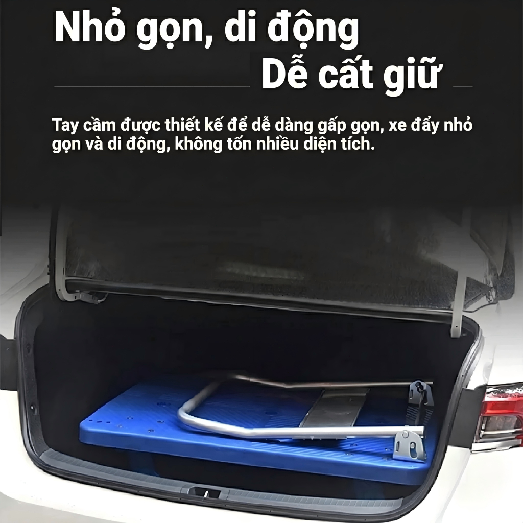 REAIM Xe đẩy hàng 4 bánh xe kéo hàng nhập khẩu bánh cao su siêu bền 500kg