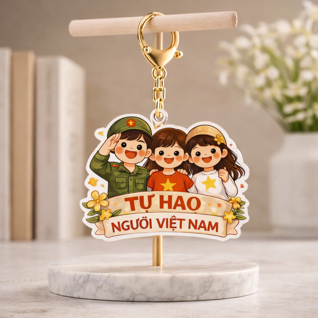 Combo 30 móc khoá yêu nước mica 2 mặt bóng Mẫu Việt Nam mừng ngày kỷ niệm, quà tặng ý nghĩa