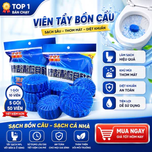Viên Tẩy Bồn Cầu Khử Mùi Diệt Khuẩn – Viên Tẩy Toilet Tự Động Sạch Sâu, Thơm Mát, Tiết Kiệm (Gói 10/50 Viên)