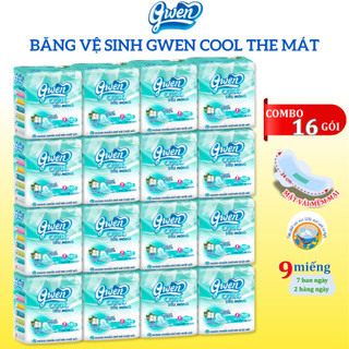 Băng vệ sinh Gwen Cool 9 miếng/ góiBVS Ban Ngày 24cm Siêu Mỏng Có Cánh Mặt Vải Êm Mềm Bạc Hà The Mát