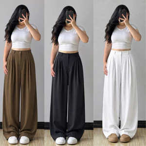 Quần Suông Ống Rộng BigSize Nữ 60-95kg Che Đùi To, Quần Dài Kiểu Lên Phom Che Khuyết Điểm Q552