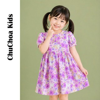 Váy Lanh bé gái, Đầm Lanh bé gái tay bồng dáng BabyDoll ChuChoaKids [VBC25]