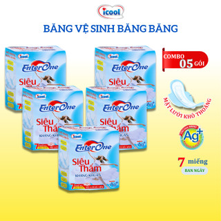 Băng vệ sinh ICOOL Băng Băng gói 7 miếng  ban ngày 24cm BVS có cánh không mát mặt lưới êm khô thoáng