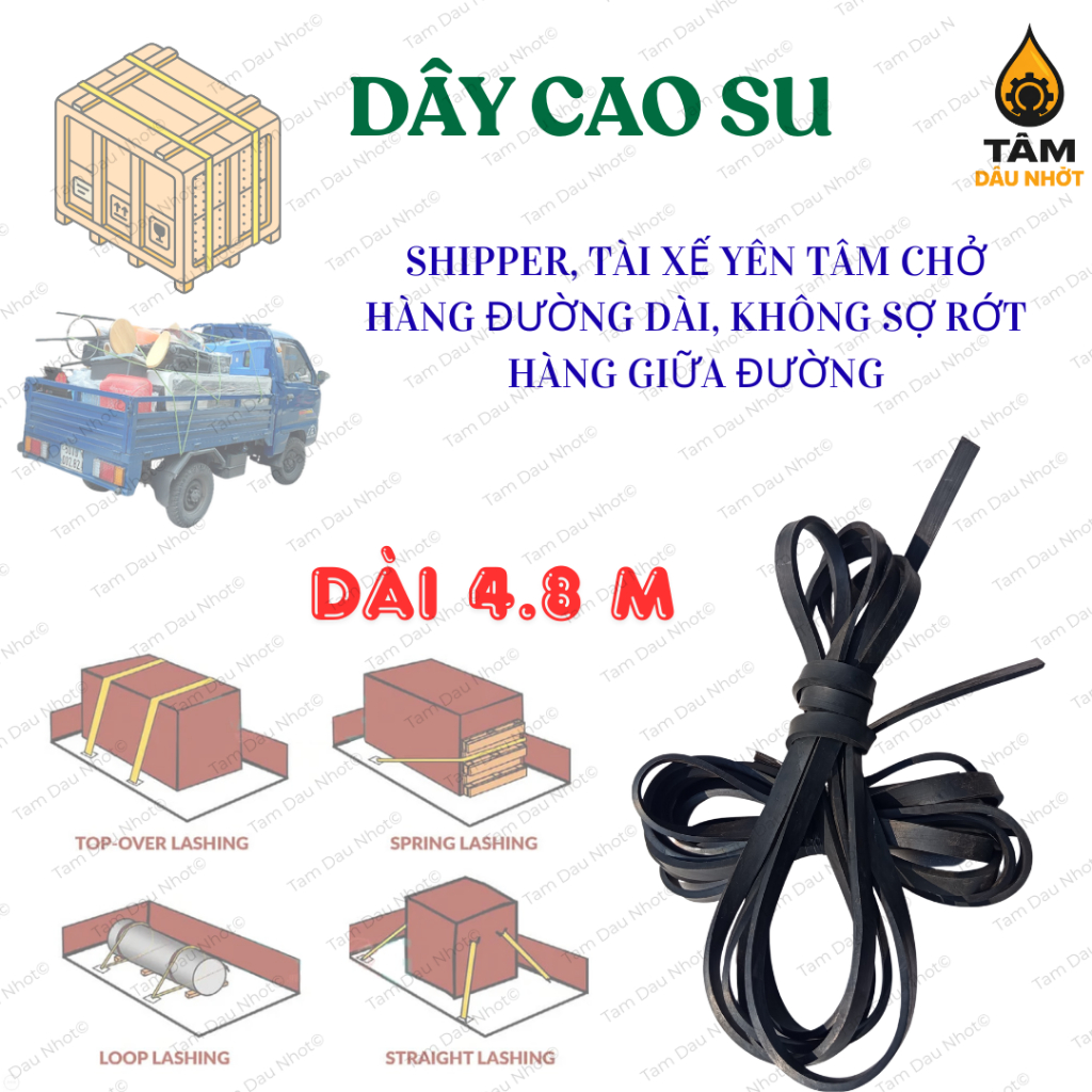 Dây Cao Su Buộc Hàng Đa Năng 4.8m - Đàn Hồi Vượt Trội Chịu Lực Cao - Dây Chằng Đồ Hàng Xưởng Giá Tốt