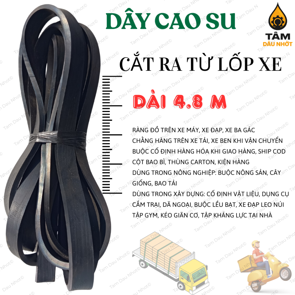 Dây Cao Su Buộc Hàng Đa Năng 4.8m - Đàn Hồi Vượt Trội Chịu Lực Cao - Dây Chằng Đồ Hàng Xưởng Giá Tốt