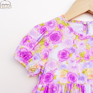 Váy Lanh bé gái, Đầm Lanh bé gái tay bồng dáng BabyDoll ChuChoaKids [VBC25]