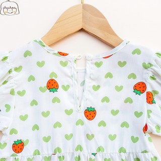 Váy Lanh bé gái, Đầm Lanh bé gái tay bồng dáng BabyDoll ChuChoaKids [VBC25]