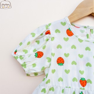 Váy Lanh bé gái, Đầm Lanh bé gái tay bồng dáng BabyDoll ChuChoaKids [VBC25]