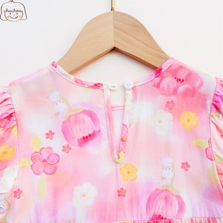 Váy Lanh bé gái, Đầm Lanh bé gái tay bồng dáng BabyDoll ChuChoaKids [VBC25]
