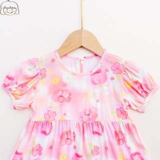 Váy Lanh bé gái, Đầm Lanh bé gái tay bồng dáng BabyDoll ChuChoaKids [VBC25]