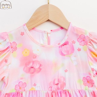 Váy Lanh bé gái, Đầm Lanh bé gái tay bồng dáng BabyDoll ChuChoaKids [VBC25]
