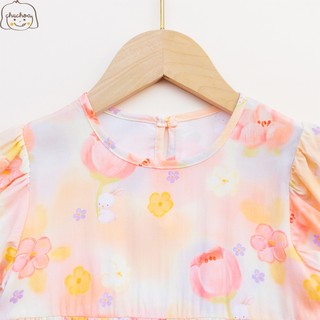 Váy Lanh bé gái, Đầm Lanh bé gái tay bồng dáng BabyDoll ChuChoaKids [VBC25]