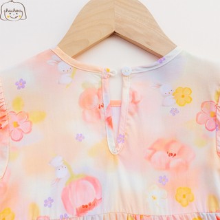 Váy Lanh bé gái, Đầm Lanh bé gái tay bồng dáng BabyDoll ChuChoaKids [VBC25]