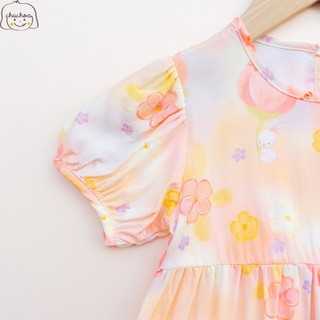 Váy Lanh bé gái, Đầm Lanh bé gái tay bồng dáng BabyDoll ChuChoaKids [VBC25]