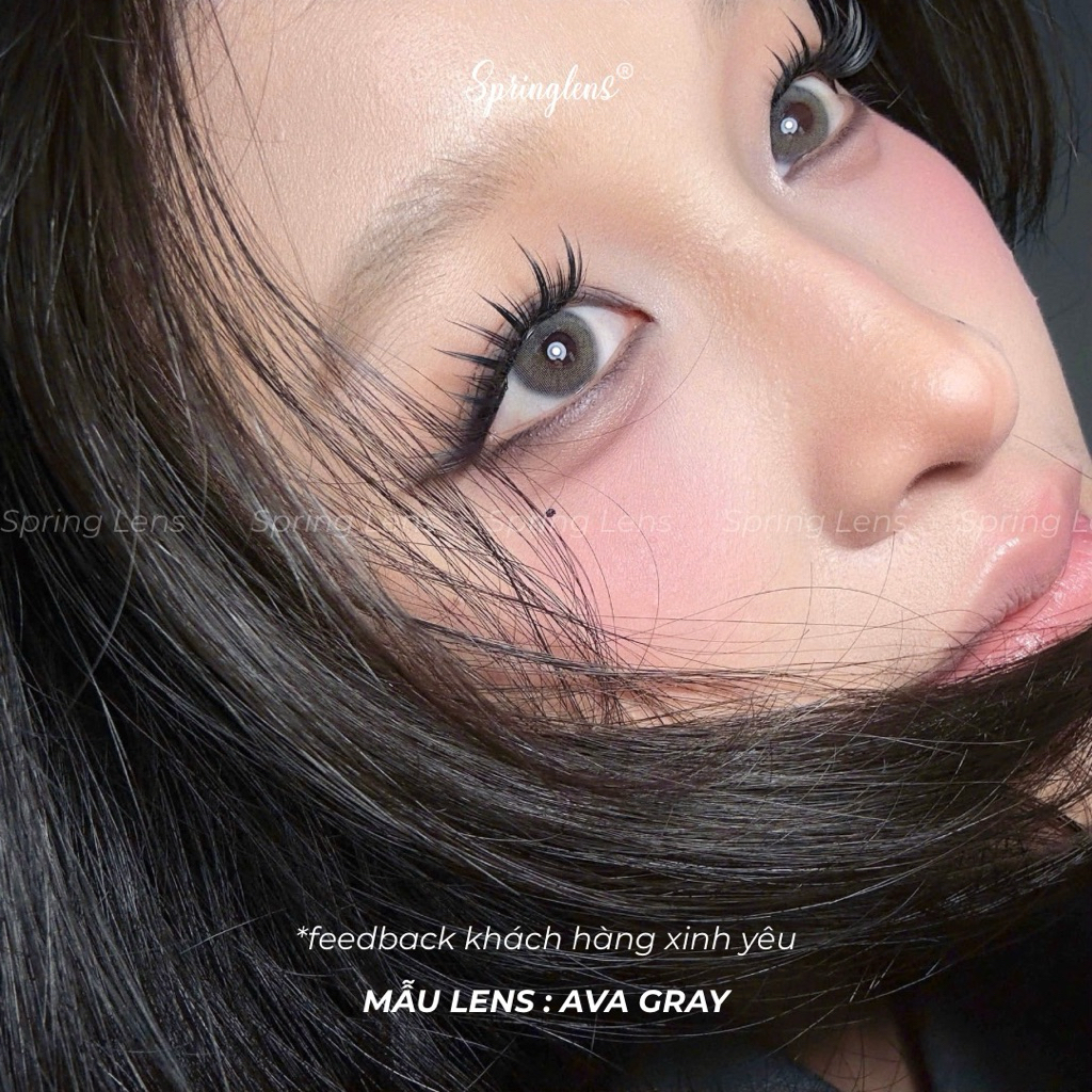 Kính áp tròng Ava Gray xám xanh trơn không giãn tây sáng 3 tháng 0-7 độ | Spring Lens