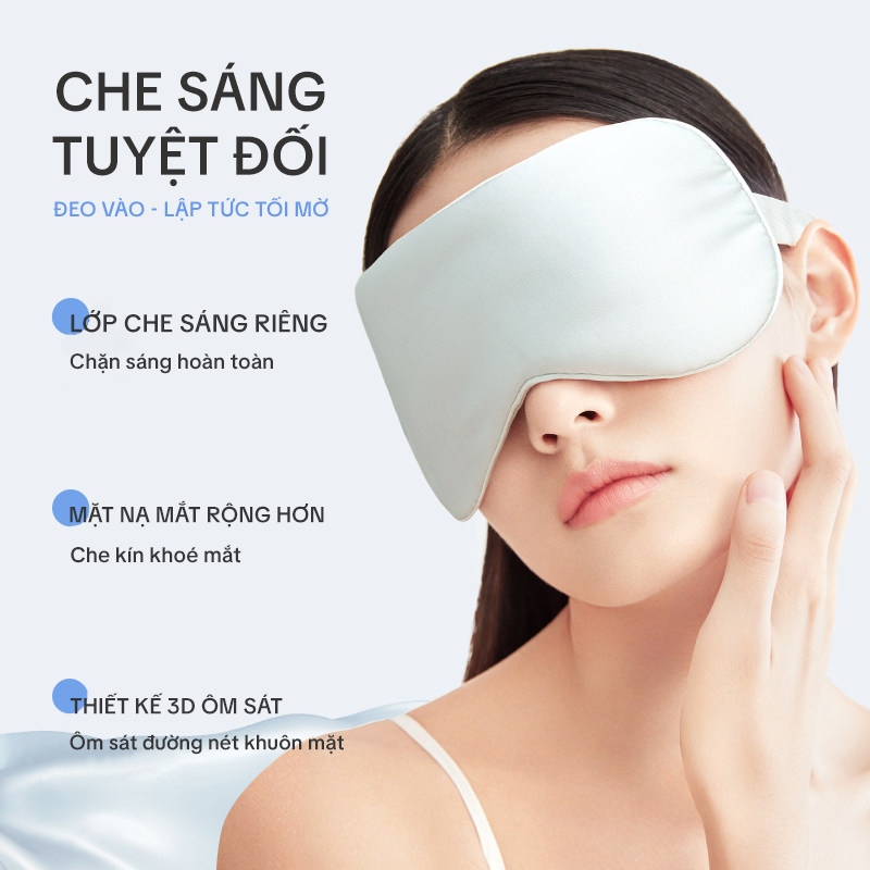 Mặt Nạ Ngủ Cao Cấp ZSM Lụa Tơ Tằm 16 Mẹt Me – Mặt nạ mắt ngủ lụa bọc mắt với dây đeo đàn hồi, mềm che mắt cho đêm