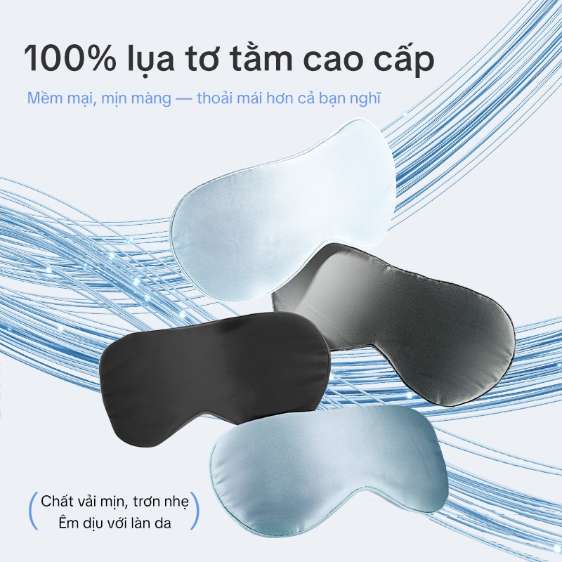 Mặt Nạ Ngủ Cao Cấp ZSM Lụa Tơ Tằm 16 Mẹt Me – Mặt nạ mắt ngủ lụa bọc mắt với dây đeo đàn hồi, mềm che mắt cho đêm
