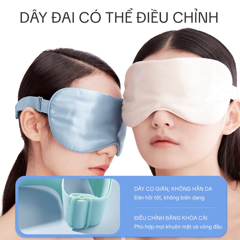 Mặt Nạ Ngủ Cao Cấp ZSM Lụa Tơ Tằm 16 Mẹt Me – Mặt nạ mắt ngủ lụa bọc mắt với dây đeo đàn hồi, mềm che mắt cho đêm