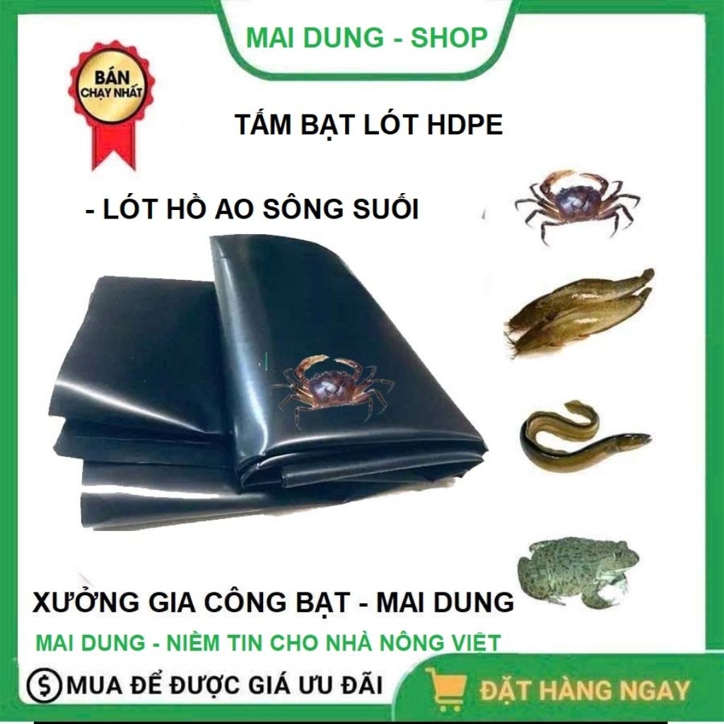 Tấm bạt hdpe dầy 0,5mm, lót ao hồ sông suối, nuôi ốc ếch cá