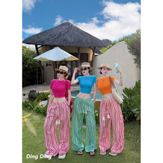 Sét áo croptop và quần kẻ dài đi biển,đi du lịch xinh 💯💝đi CHƠI, đi LÀM ,đi du lịch sang chảnh, xinh XINH đẹp