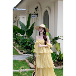 Váy maxi tầng trễ vai xinh xỉu  không kèm hoa💯💝đi CHƠI, đi LÀM ,đi biển sang chảnh, xinh XINH đẹp tuyệt vời !!😘