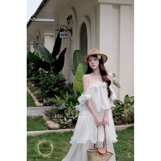 Váy maxi tầng trễ vai xinh xỉu  không kèm hoa💯💝đi CHƠI, đi LÀM ,đi biển sang chảnh, xinh XINH đẹp tuyệt vời !!😘