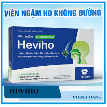Kẹo ngậm ho không đường - Heviho Thái Minh - Từ Thảo Dược Hỗ Trợ Giảm Ho, Giảm Đau Họng, Khản Tiếng - Hộp 3 vỉ