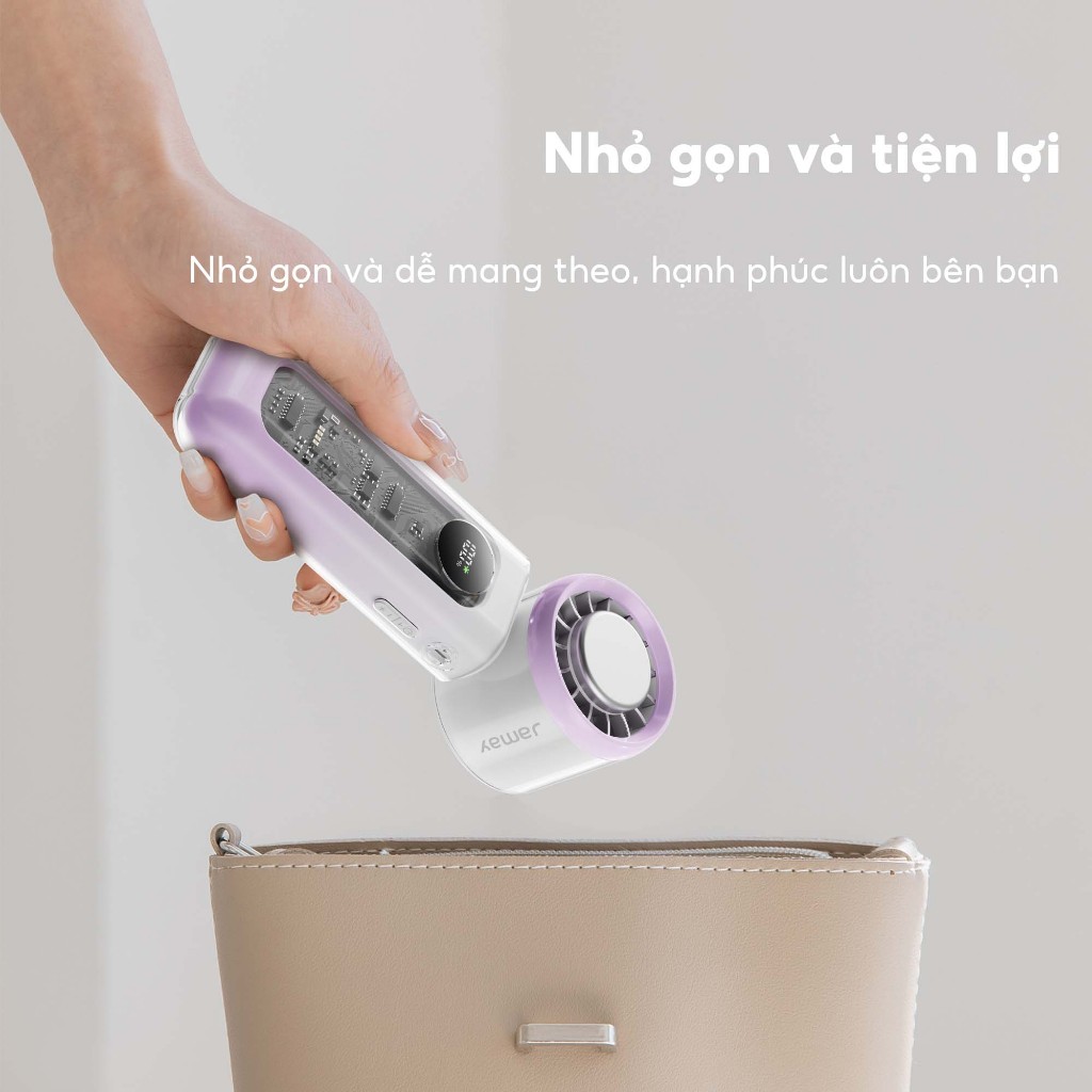 JAMAY Quạt cầm tay di động Chức Năng Lạnh Vỏ trong suốt,quạt Turbo sạc điện Gập 100độ type-C,màn hình LED siêu gió F27 C | BigBuy360 - bigbuy360.vn