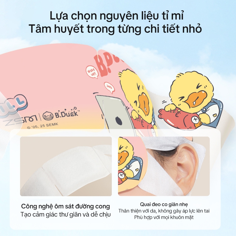 Mặt Nạ Xông Hơi Mắt B.DUCK x ZSM - Massage, Giảm Mỏi, Mờ Thâm - Lưu Thông Máu, Ngủ Ngon - 8 Miếng