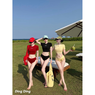 Sét bikini đính hoa áo croptop đi biển xinh xỉu