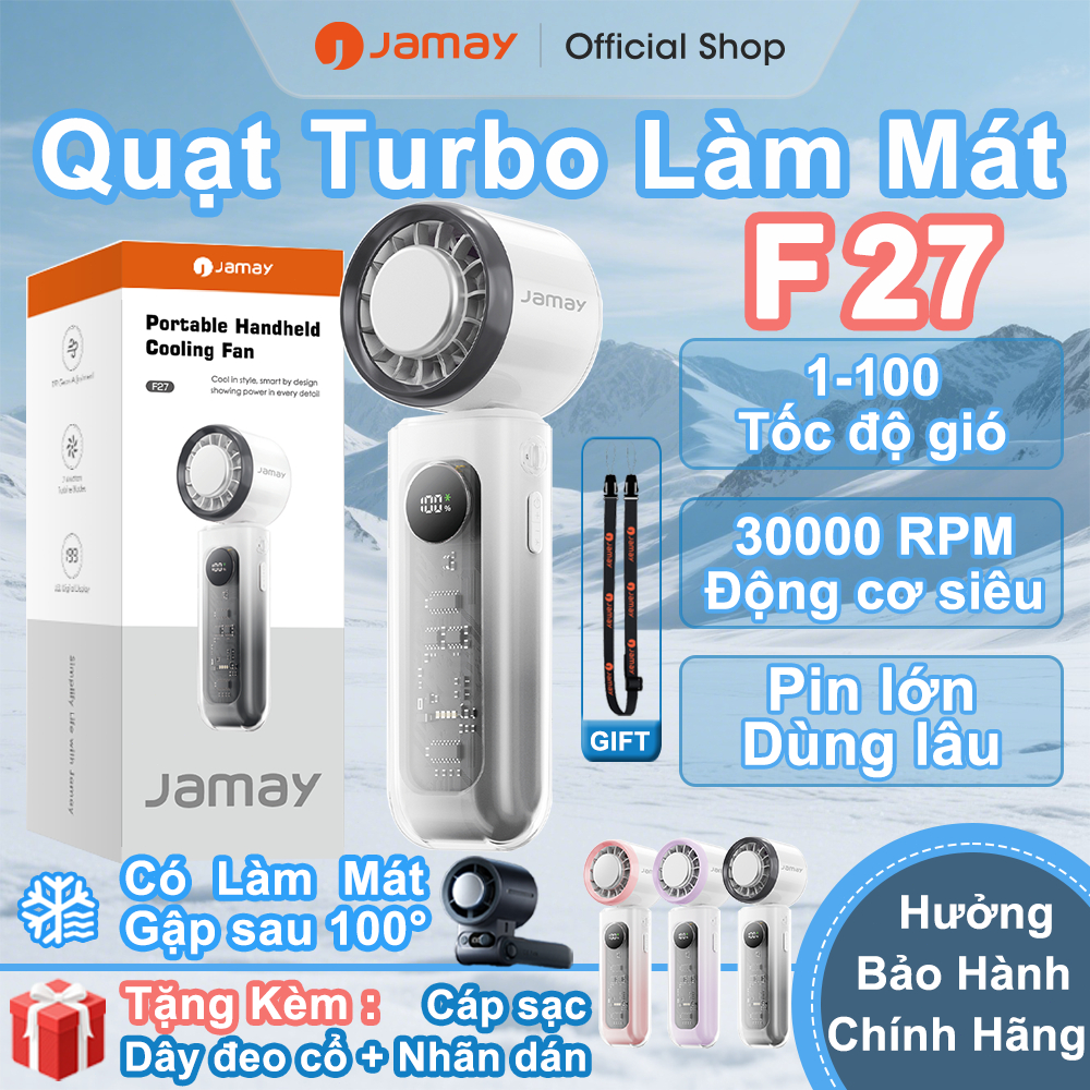 JAMAY Quạt cầm tay di động có chức năng làm mát Vỏ trong suốt có Sò lạnh sạc điện Gập 100độ typeC Thiết kế cao cấp F27 B | BigBuy360 - bigbuy360.vn