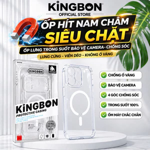 Ốp Lưng iPhone KiNGBON Trong Suốt Sạc Không Dây - Màng Bảo Vệ Camera - Không Ố Vàng Cho IPhone