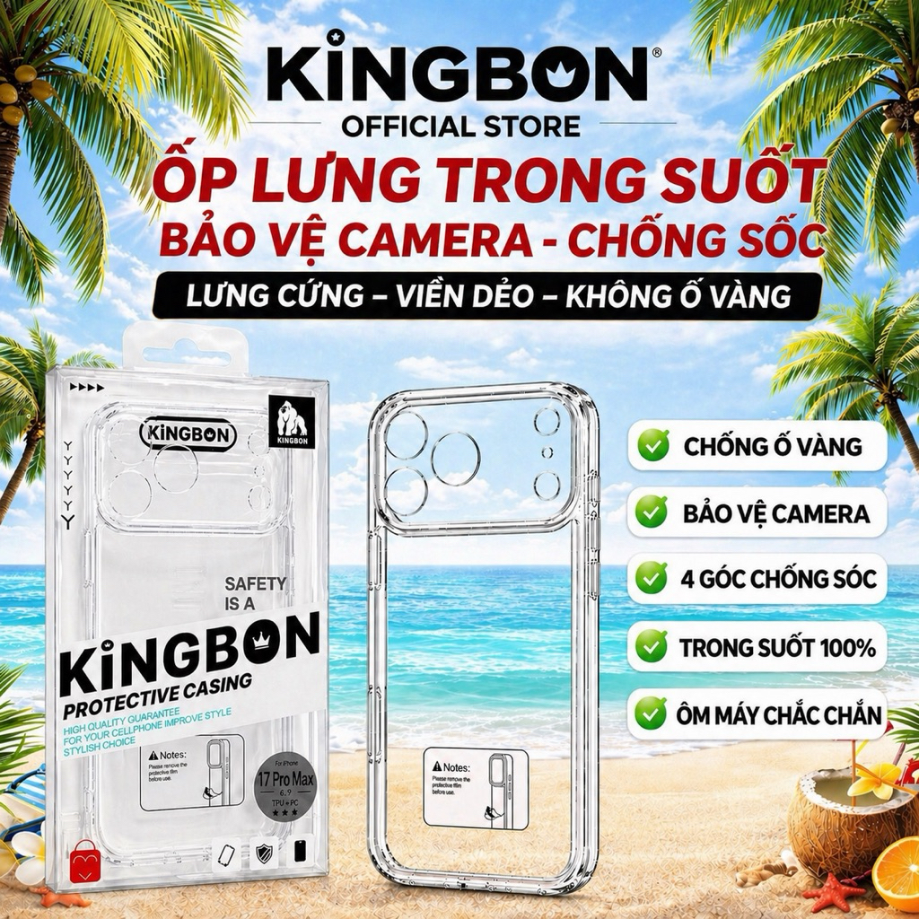 Ốp Lưng iPhone Meka Viền Dẻo Có Bảo Vệ Camera Chính Hãng KiNGBON cho iPhone 12 đến 17 pro max