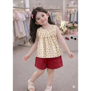 Bộ Bé Gái áo thun kèm quần nơ form rộng in hình cute chất vải cotton mềm mịn cho bé 7-47kg