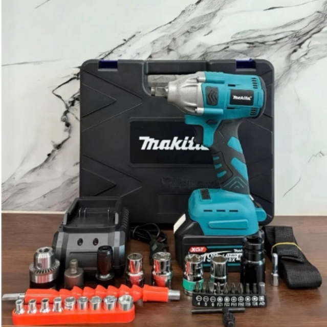 Máy siết bulong makita 199v kèm phụ kiện máy bắn bulong động cơ không chổi than