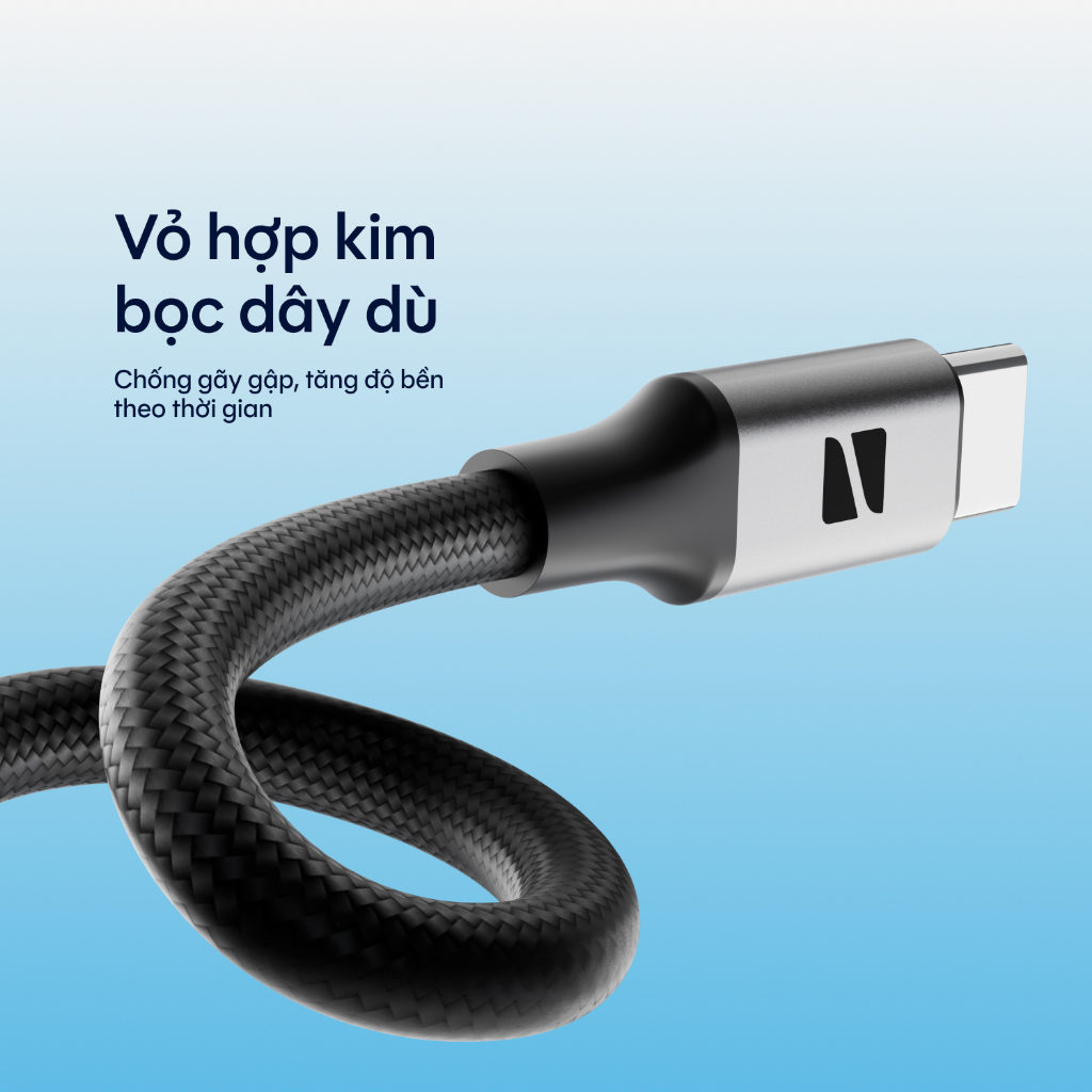 Dây sạc nhanh USB C-C 60W SLIMCASE dài 100cm - Bọc dù siêu bền, sạc nhanh chưa đầy 45 phút