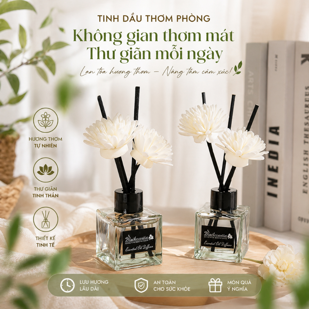 Tinh Dầu Thơm Phòng  50ml Sweet  Que Gỗ Khuếch Tán Cao Cấp Decor Khách Sạn, Phòng Ngủ, Phòng Vệ Sinh