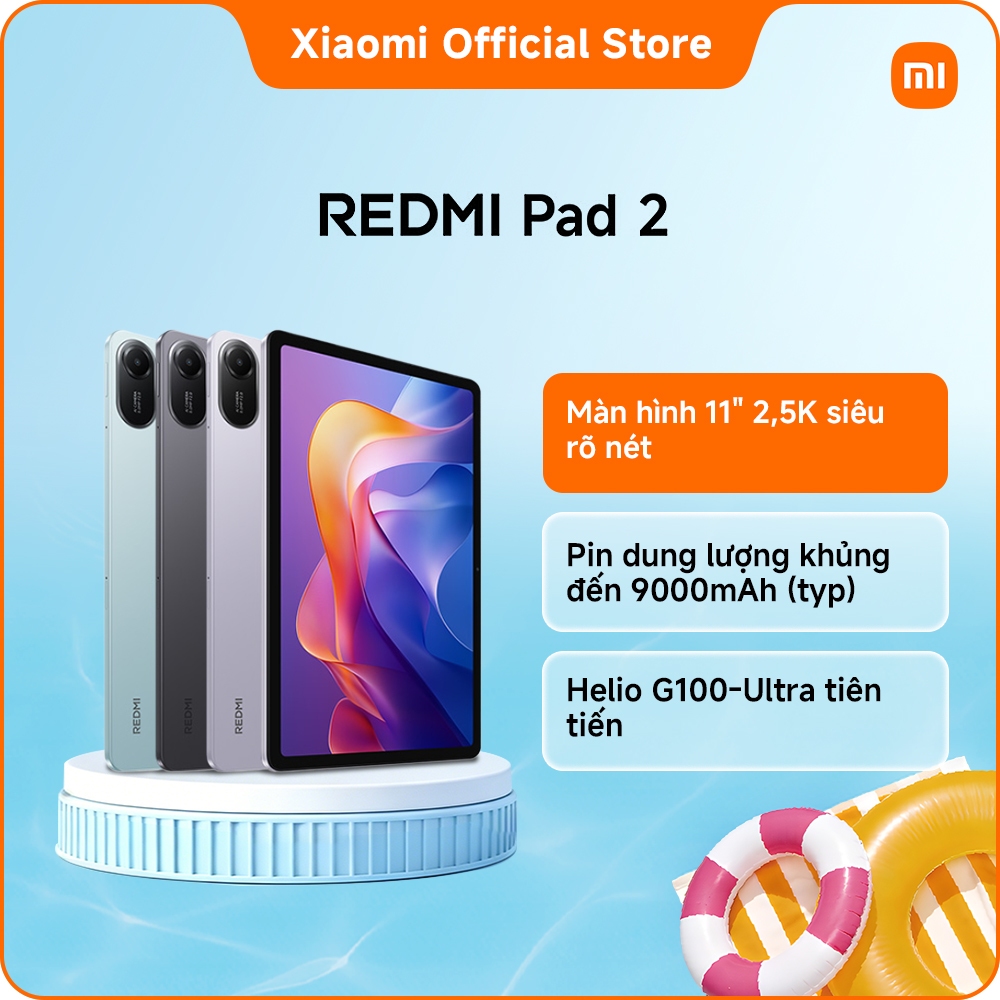 Redmi Pad 2｜Màn hình 11" 2,5K siêu rõ nét｜Pin dung lượng khủng đến 9000mAh (typ)｜Helio G100-Ultra tiên tiến