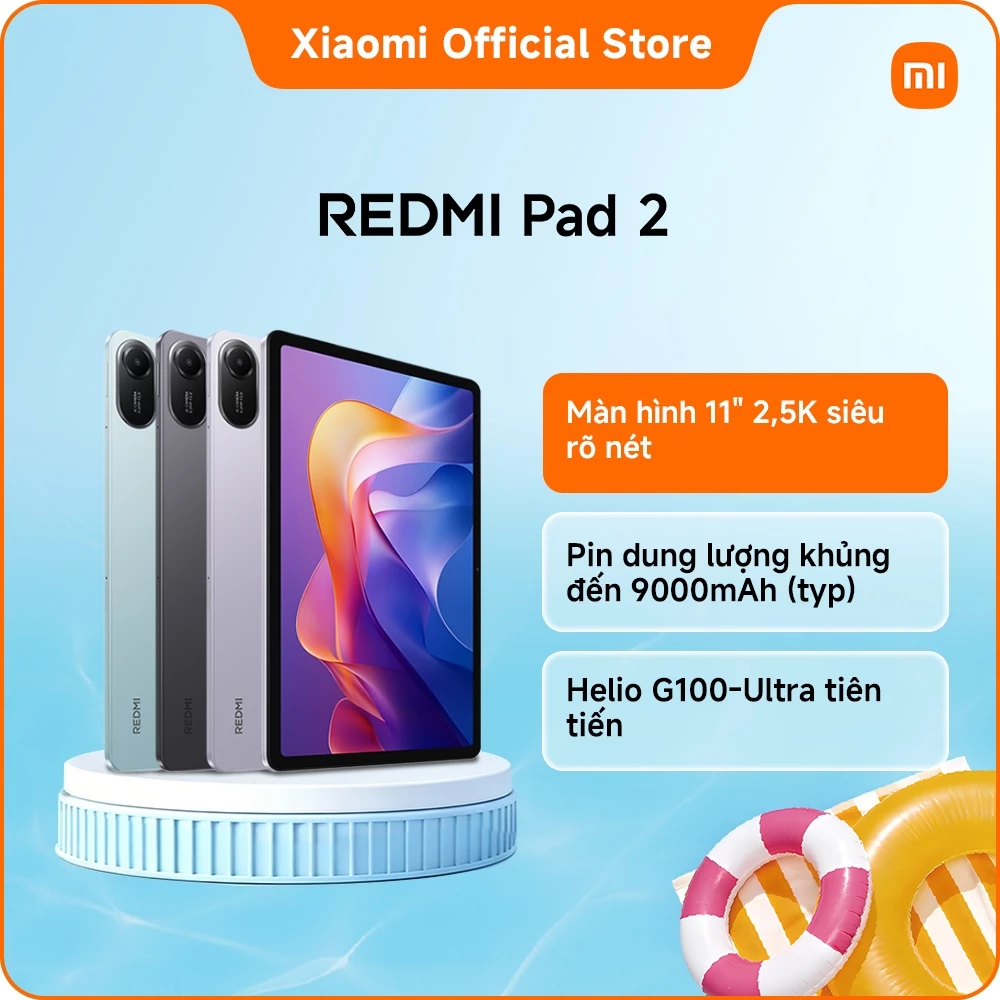 Redmi Pad 2｜Màn hình 11" 2,5K siêu rõ nét｜Pin dung lượng khủng đến 9000mAh (typ)｜Helio G100-Ultra ti