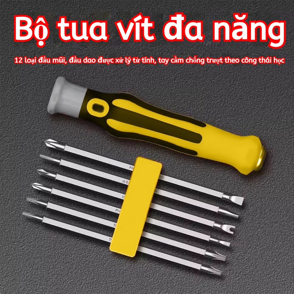 Bộ Tua Vít 12 Trong 1 Đa Năng - Đủ Loại Đầu, Sửa Chữa Điện Thoại, Đồ Gia Dụng