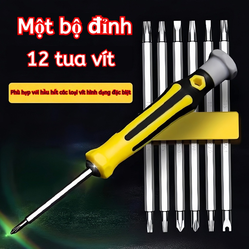 Bộ Tua Vít 12 Trong 1 Đa Năng - Đủ Loại Đầu, Sửa Chữa Điện Thoại, Đồ Gia Dụng
