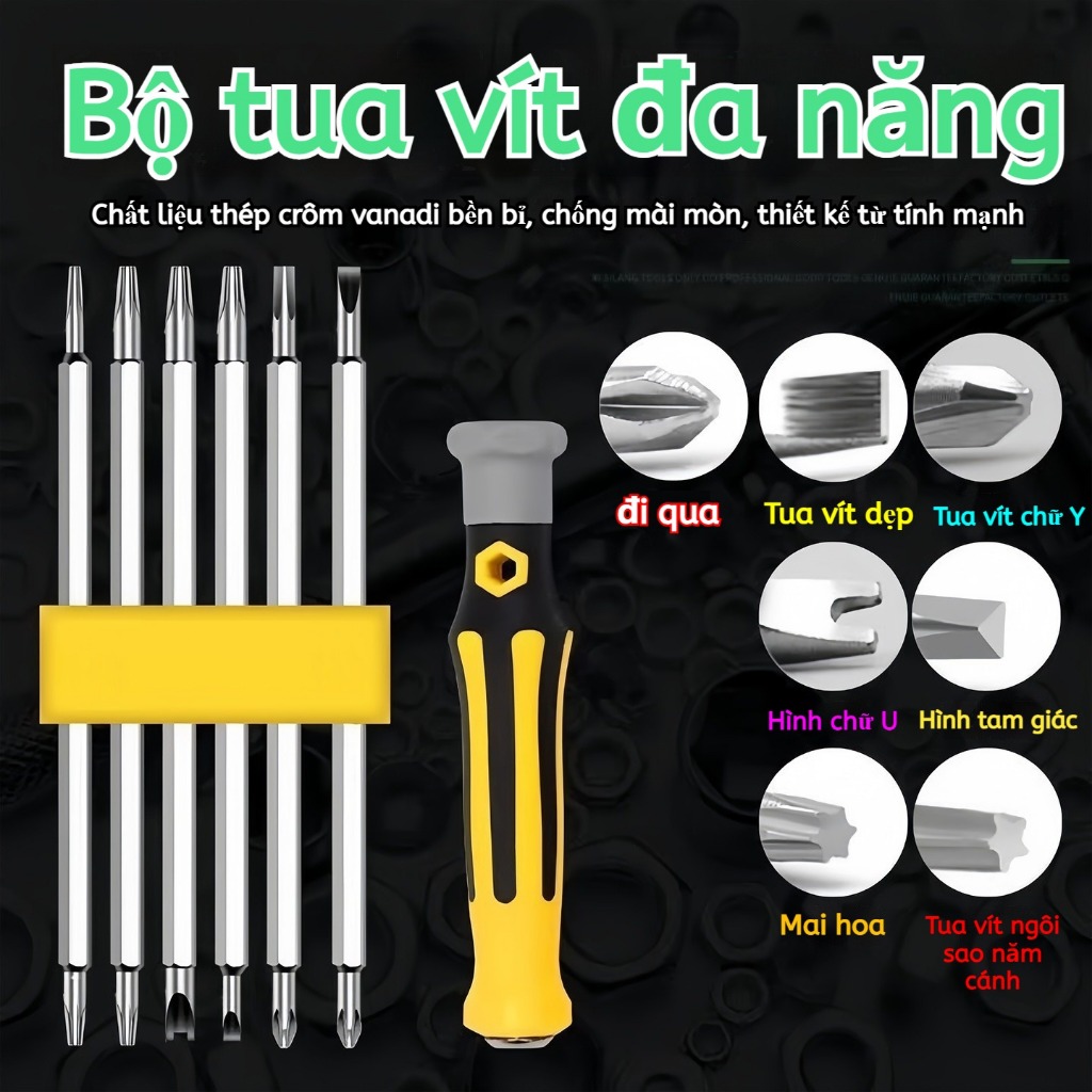 Bộ Tua Vít 12 Trong 1 Đa Năng - Đủ Loại Đầu, Sửa Chữa Điện Thoại, Đồ Gia Dụng