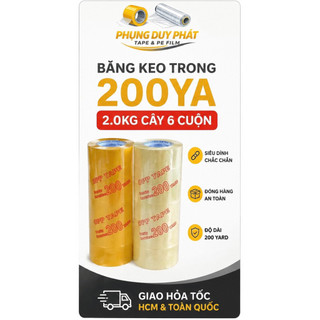 Băng Keo OPP 200 Yard 2.0KG (Cây 6 Cuộn) Siêu Dính – Đóng Hàng Chắc Chắn
