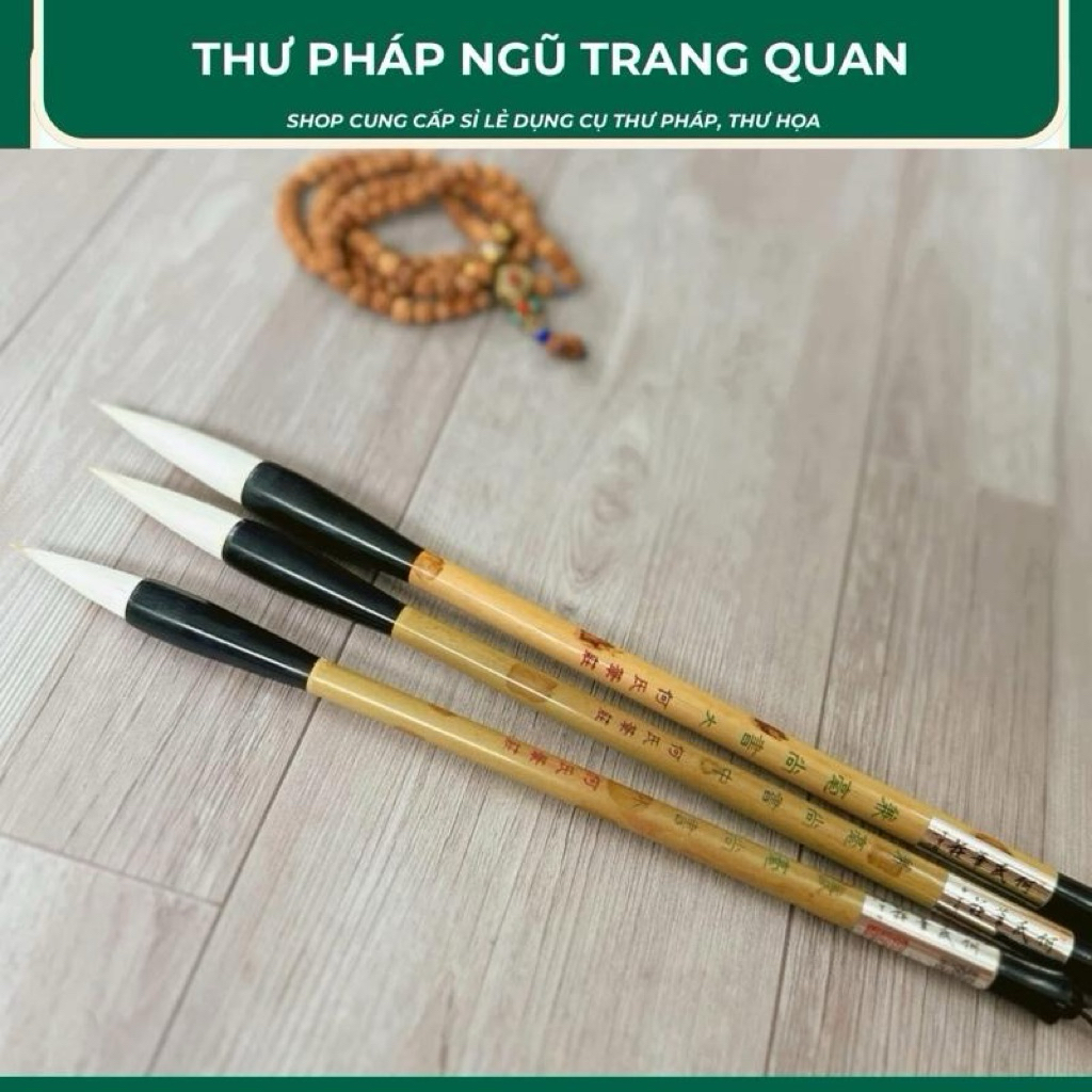 Bút lông Khiêm Hào cao cấp – Bút viết thư pháp Hán & vẽ tranh thủy mặc, thân tre tự nhiên, nhiều cỡ