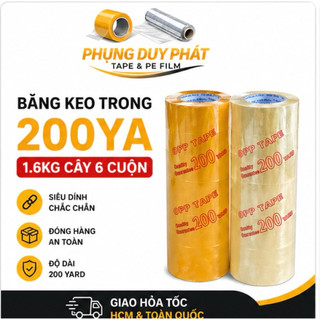 Băng Keo OPP 200 Yard 1.6KG (Cây 6 Cuộn) Siêu Dính – Đóng Hàng Chắc Chắn