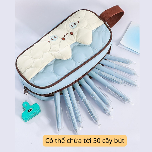 Bóp Viết Cho Bé Gái, Bóp Bút Dễ Thương, Bóp Đựng Viết Học Sinh Mèo Cute,Vải Đứng Form Ngăn Chứa Rộng