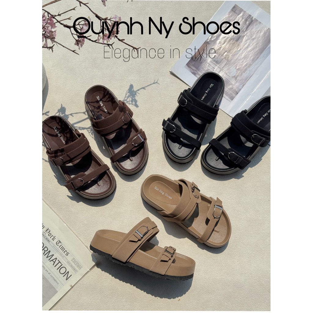 NYNY -[02] (DEAL MỞ BÁN) Dép nữ đế mềm cao 4 phân quai nhị khoá trang trí - Sandals nữ đa năng dễ di chuyển trẻ trung!