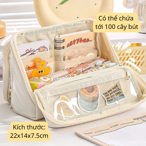 Bóp Bút To Nhiều Ngăn Meso, Hộp Bút Cỡ To 9 Ngăn Chứa Rộng Rãi, Bóp Viết To Trong Suốt Form Cứng Cáp