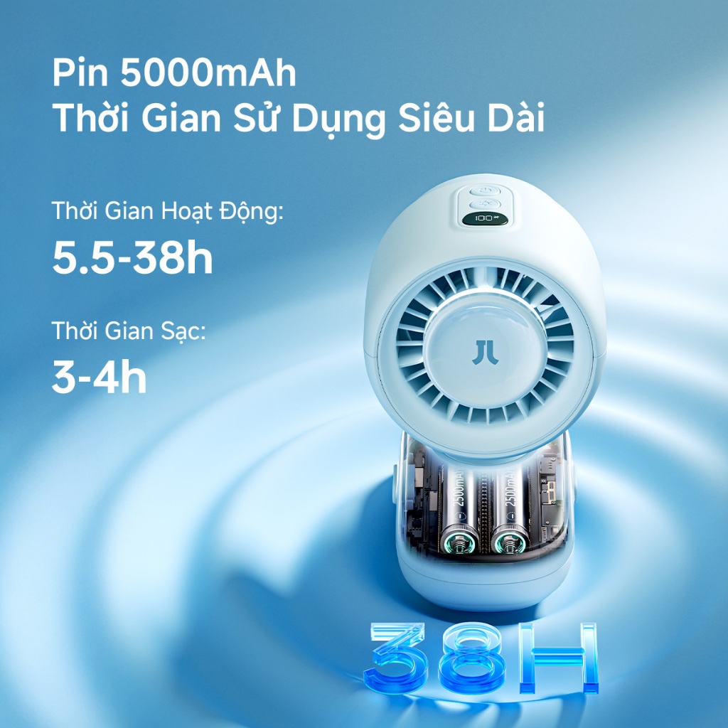 Quạt xe đẩy JisuLife 4, quạt kẹp, màn hình LED, pin sạc, đèn ngủ, an toàn cho bé, dùng ngoài trời, để bàn, cũi