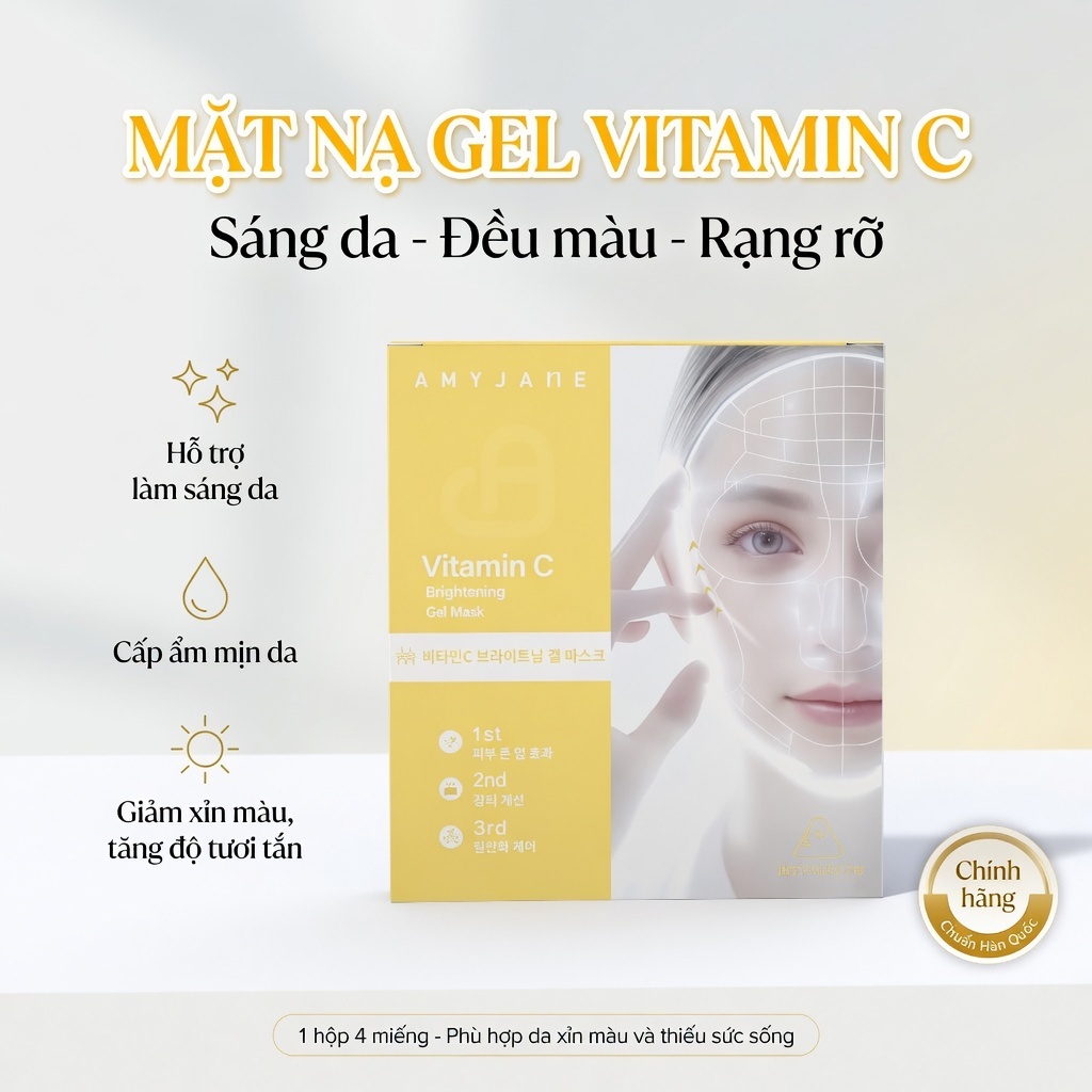 AMYJANE Mặt Nạ Thạch Vitamin C Brightening Cấp Ẩm Hỗ Trợ Làm Đều Màu Da Giúp Sáng Khỏe 35grx4